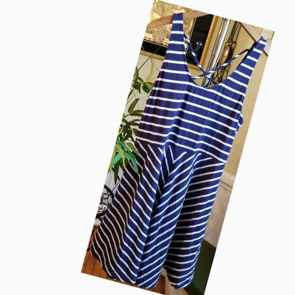 Stripe Blue and White Baby Doll Dress